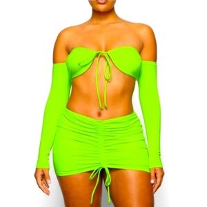 SKIMS NWT SWIM Long Sleeve BikiniTop w/Adjustable Tie Front